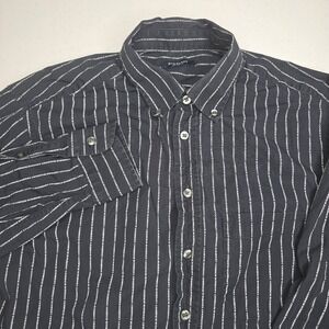 BURBERRY Men's Medium Black With White Stripes Long Sleeve Shirt -2264